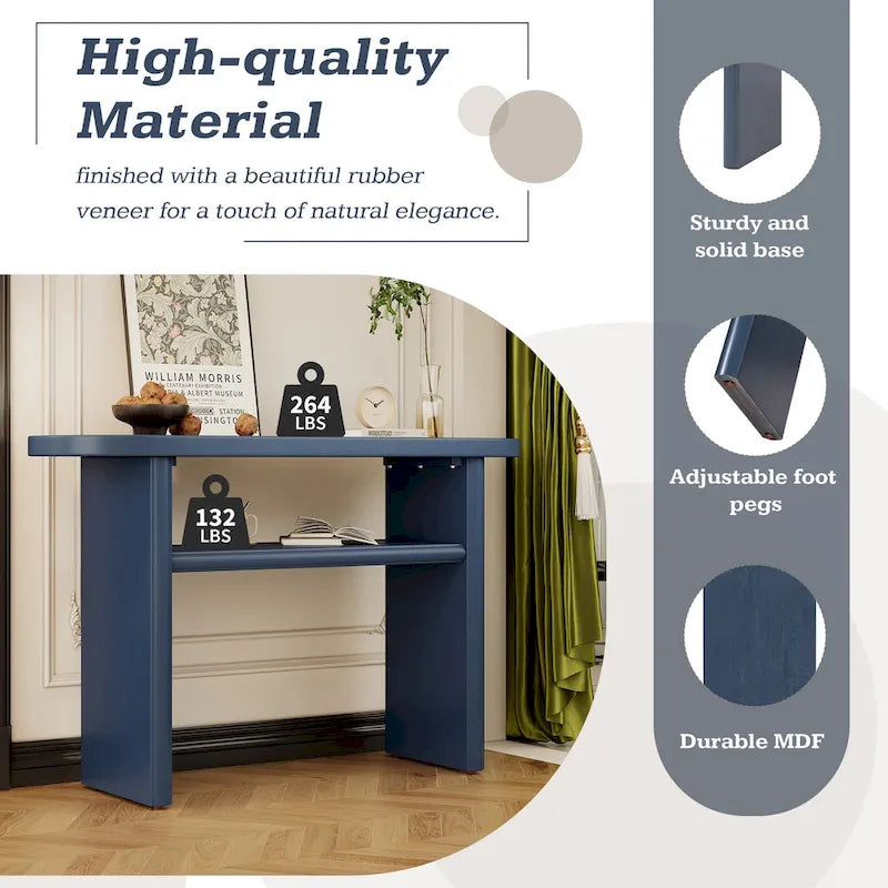 Elegant Minimalist Console Table with Rounded Edges and Sturdy Shelf Design for Entryway, Living Room