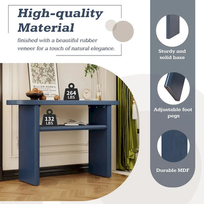 Elegant Minimalist Console Table with Rounded Edges and Sturdy Shelf Design for Entryway, Living Room