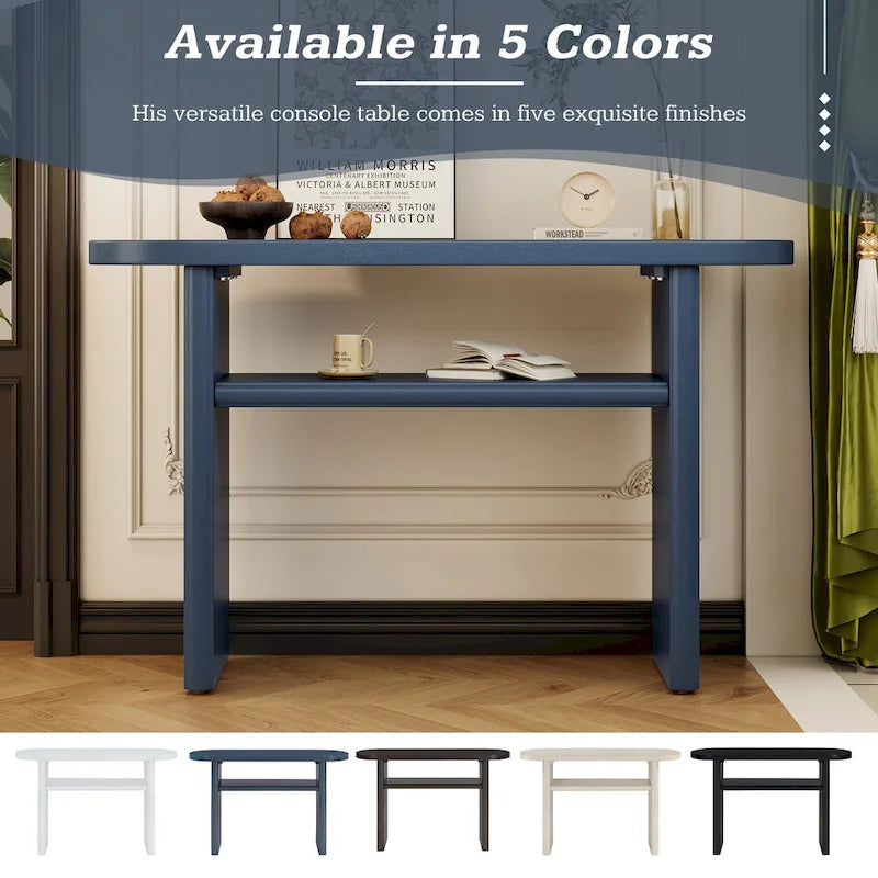 Elegant Minimalist Console Table with Rounded Edges and Sturdy Shelf Design for Entryway, Living Room