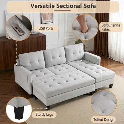 83.4inch L-shaped Sofa Sectional Couch Sofa Bed