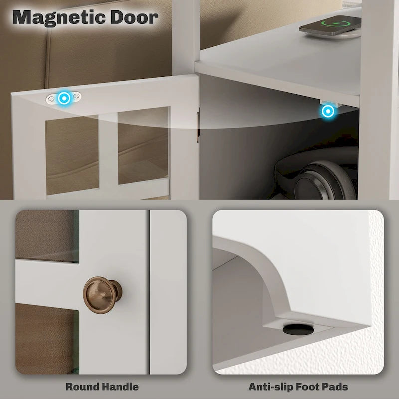 Slim Shoe Cabinet, Trendy Shoe Storage Cabinet with 3 Large Fold-Out Drawers & a Spacious Top Surface for Small Items, White