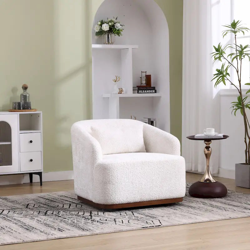 Swivel Barrel Chair, Comfy Round Accent Sofa Chair for Living Room, 360 Degree Swivel Barrel Club Chair