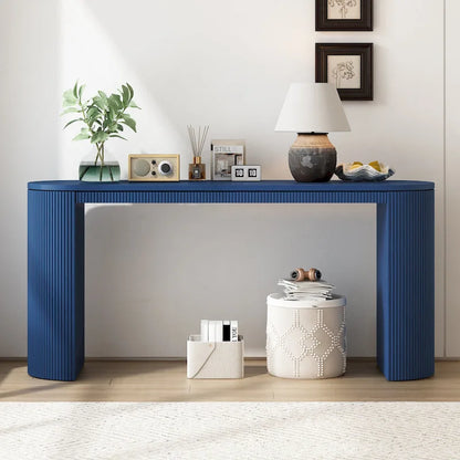 Curved Design Console Table with Unique Vertical Stripe Design ,Suitable for Living Room,Study and Entrance