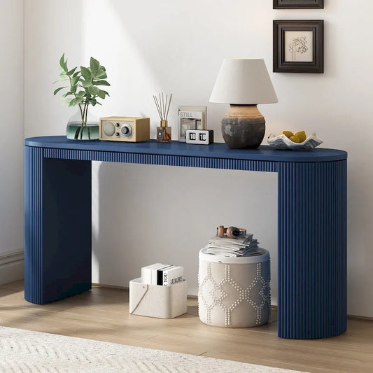 Curved Design Console Table with Unique Vertical Stripe Design ,Suitable for Living Room,Study and Entrance