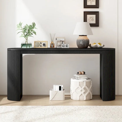 Curved Design Console Table with Unique Vertical Stripe Design ,Suitable for Living Room,Study and Entrance