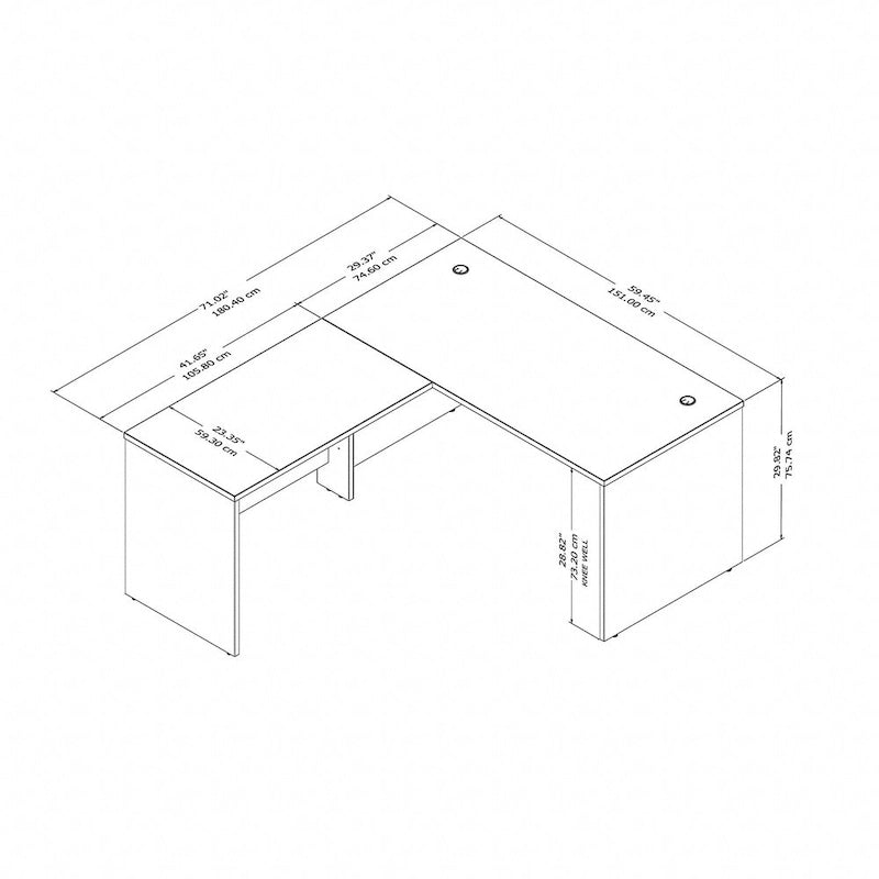 Scrivania a L Studio C da 60W con allungo da 42W di Bush Business Furniture