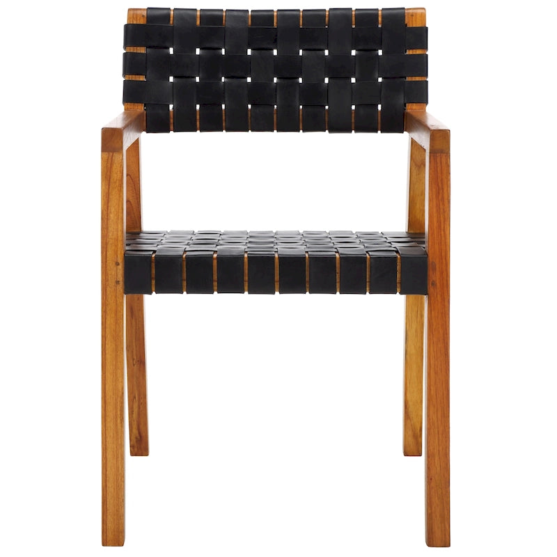 SAFAVIEH Gerda Woven Leather Dining Room Chair - 22.1  W x 20.9  L x 31.9  H - 22Wx21Dx32H