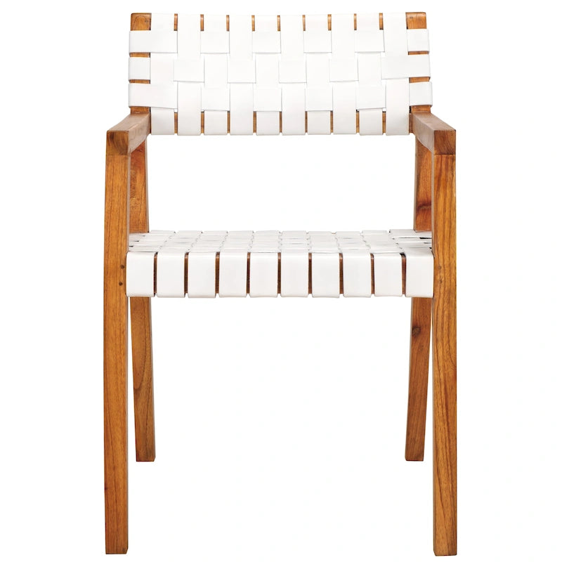 SAFAVIEH Gerda Woven Leather Dining Room Chair - 22.1  W x 20.9  L x 31.9  H - 22Wx21Dx32H