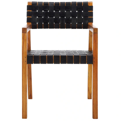 SAFAVIEH Gerda Woven Leather Dining Room Chair - 22.1  W x 20.9  L x 31.9  H - 22Wx21Dx32H