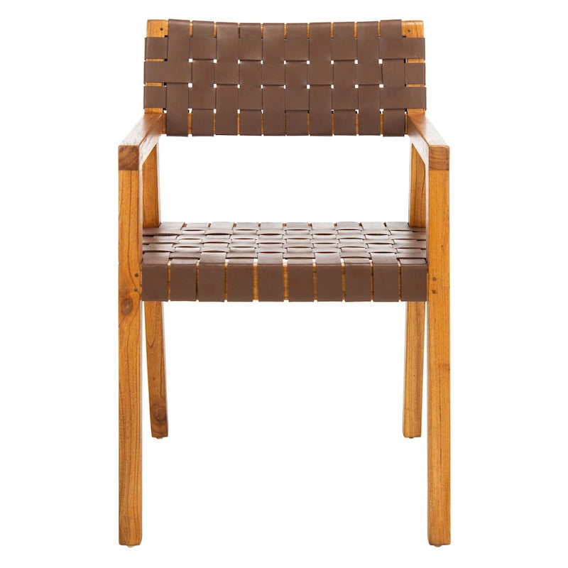 SAFAVIEH Gerda Woven Leather Dining Room Chair - 22.1  W x 20.9  L x 31.9  H - 22Wx21Dx32H