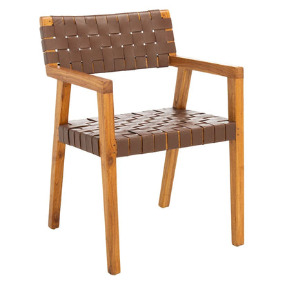 SAFAVIEH Gerda Woven Leather Dining Room Chair - 22.1  W x 20.9  L x 31.9  H - 22Wx21Dx32H