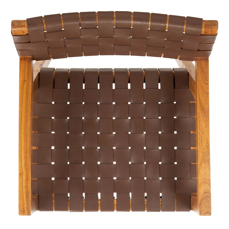 SAFAVIEH Gerda Woven Leather Dining Room Chair - 22.1  W x 20.9  L x 31.9  H - 22Wx21Dx32H