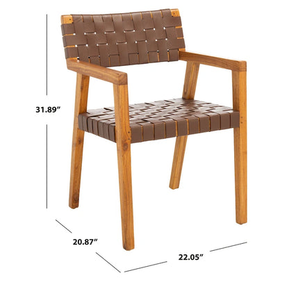 SAFAVIEH Gerda Woven Leather Dining Room Chair - 22.1  W x 20.9  L x 31.9  H - 22Wx21Dx32H