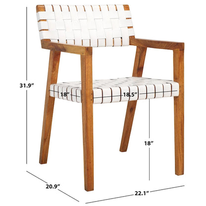 SAFAVIEH Gerda Woven Leather Dining Room Chair - 22.1  W x 20.9  L x 31.9  H - 22Wx21Dx32H