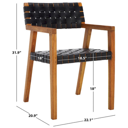 SAFAVIEH Gerda Woven Leather Dining Room Chair - 22.1  W x 20.9  L x 31.9  H - 22Wx21Dx32H