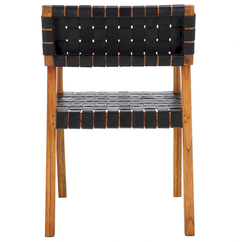 SAFAVIEH Gerda Woven Leather Dining Room Chair - 22.1  W x 20.9  L x 31.9  H - 22Wx21Dx32H