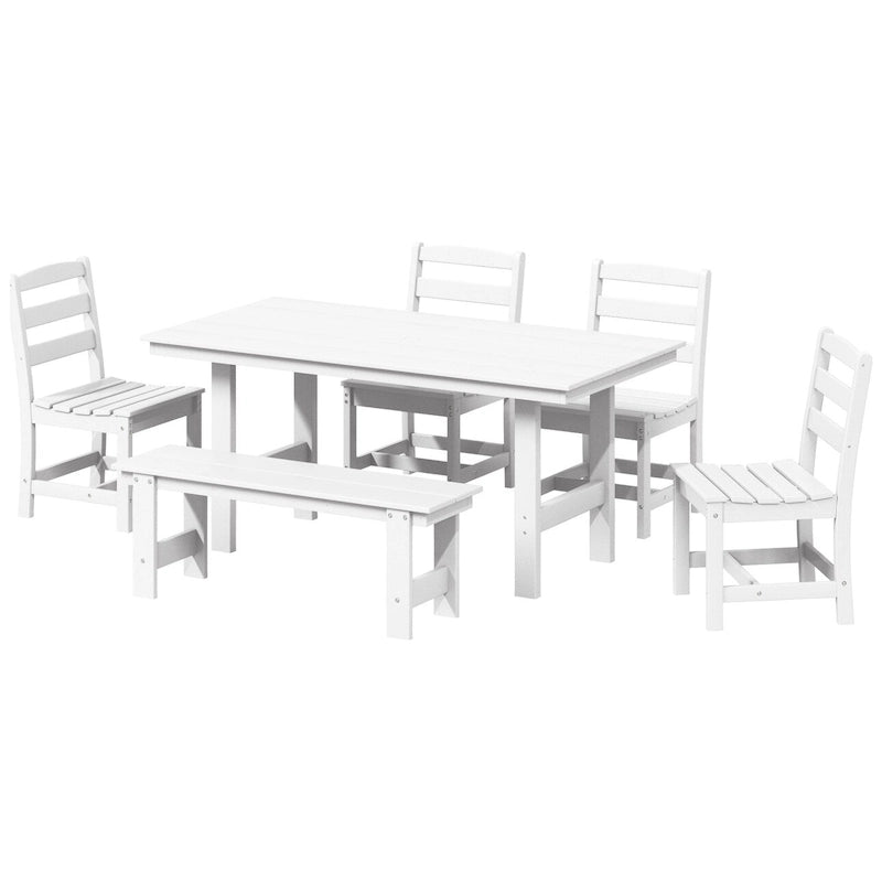 Set da pranzo Polytrends Shoreside da 6 pezzi con sedia e panca