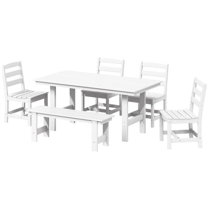 Set da pranzo Polytrends Shoreside da 6 pezzi con sedia e panca