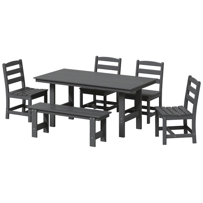 Set da pranzo Polytrends Shoreside da 6 pezzi con sedia e panca