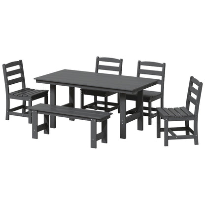 Set da pranzo Polytrends Shoreside da 6 pezzi con sedia e panca