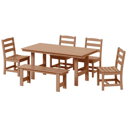 Set da pranzo Polytrends Shoreside da 6 pezzi con sedia e panca