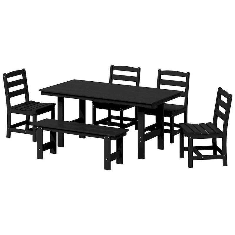 Set da pranzo Polytrends Shoreside da 6 pezzi con sedia e panca