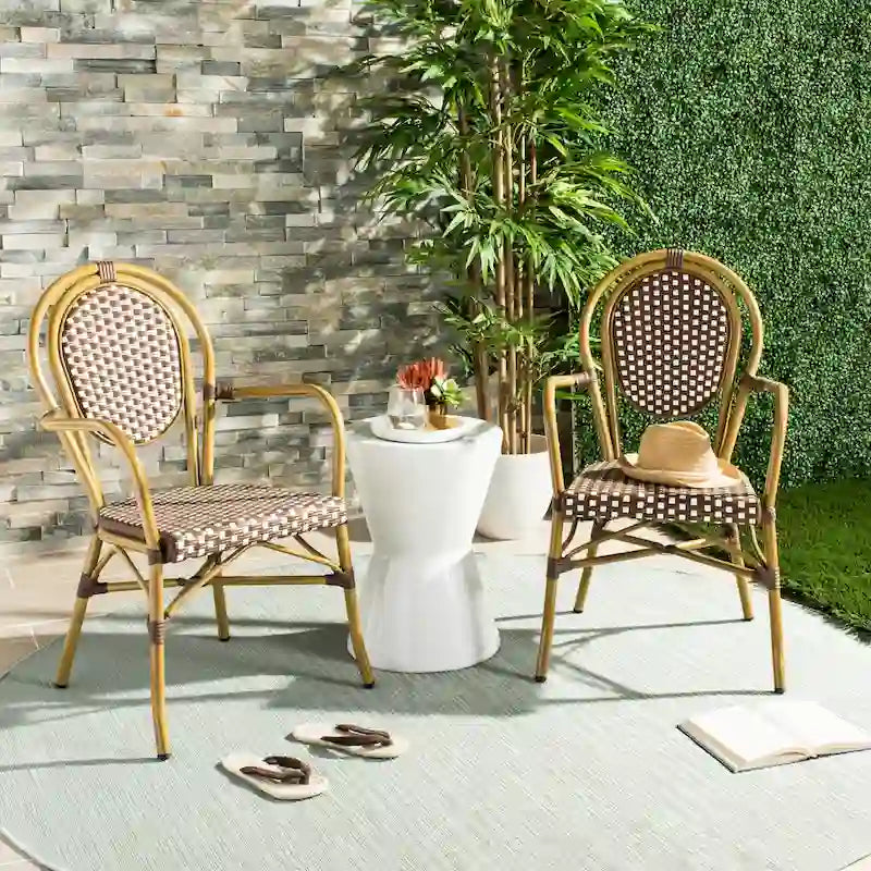 SAFAVIEH Rosen Parisian Bistro Stacking Grey Arm Chair (Set of 2) - 20W x 24D x 35H