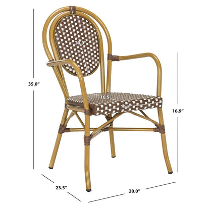 SAFAVIEH Rosen Parisian Bistro Stacking Grey Arm Chair (Set of 2) - 20W x 24D x 35H