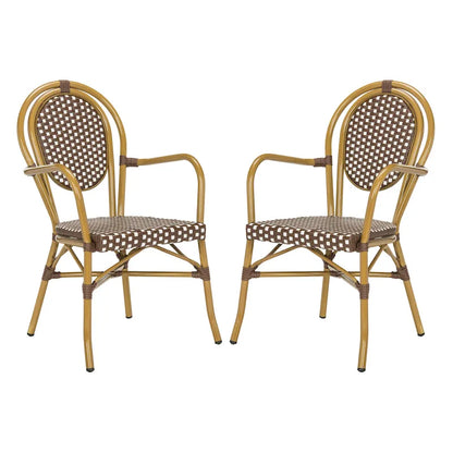 SAFAVIEH Rosen Parisian Bistro Stacking Grey Arm Chair (Set of 2) - 20W x 24D x 35H
