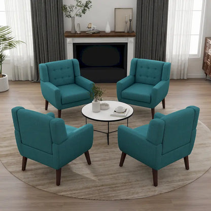 Set of 4 Accent Chairs Cotton Armchair for Living Room