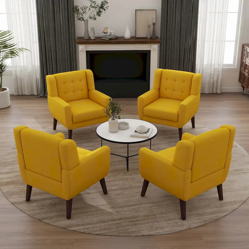 Set of 4 Accent Chairs Cotton Armchair for Living Room