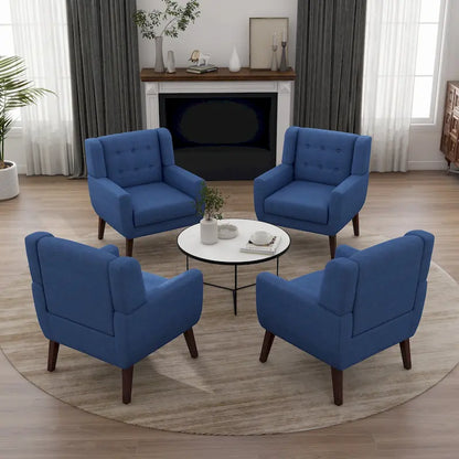 Set of 4 Accent Chairs Cotton Armchair for Living Room