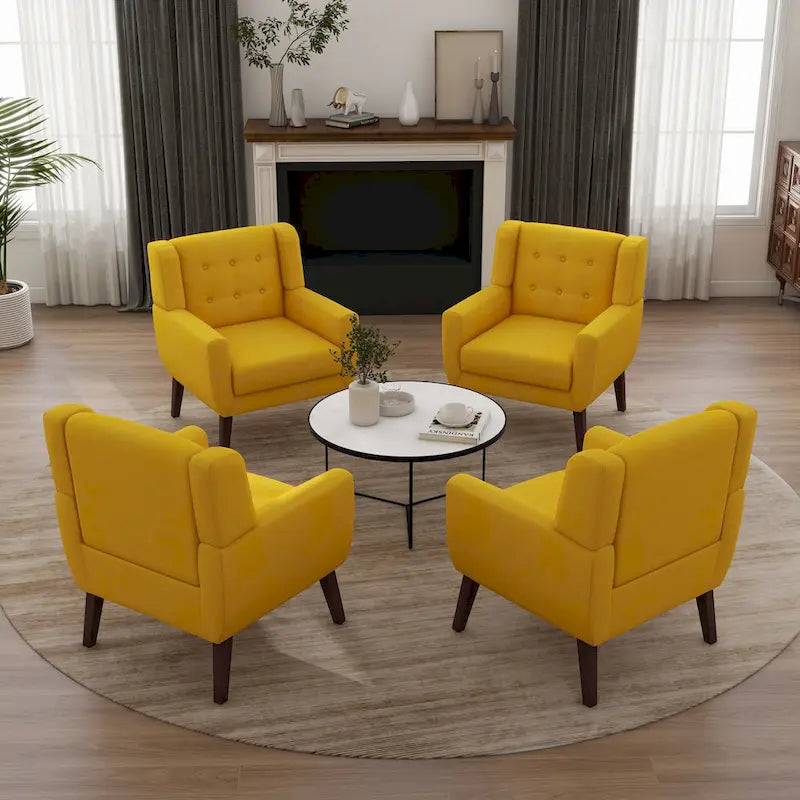 Set of 4 Accent Chairs Cotton Armchair for Living Room