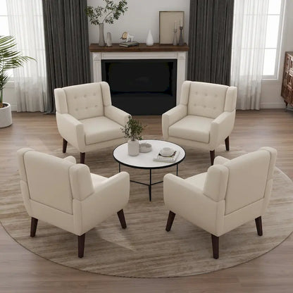 Set of 4 Accent Chairs Cotton Armchair for Living Room