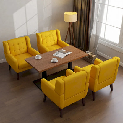 Set of 4 Accent Chairs Cotton Armchair for Living Room