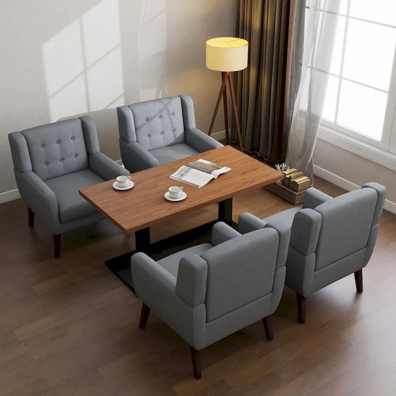 Set of 4 Accent Chairs Cotton Armchair for Living Room