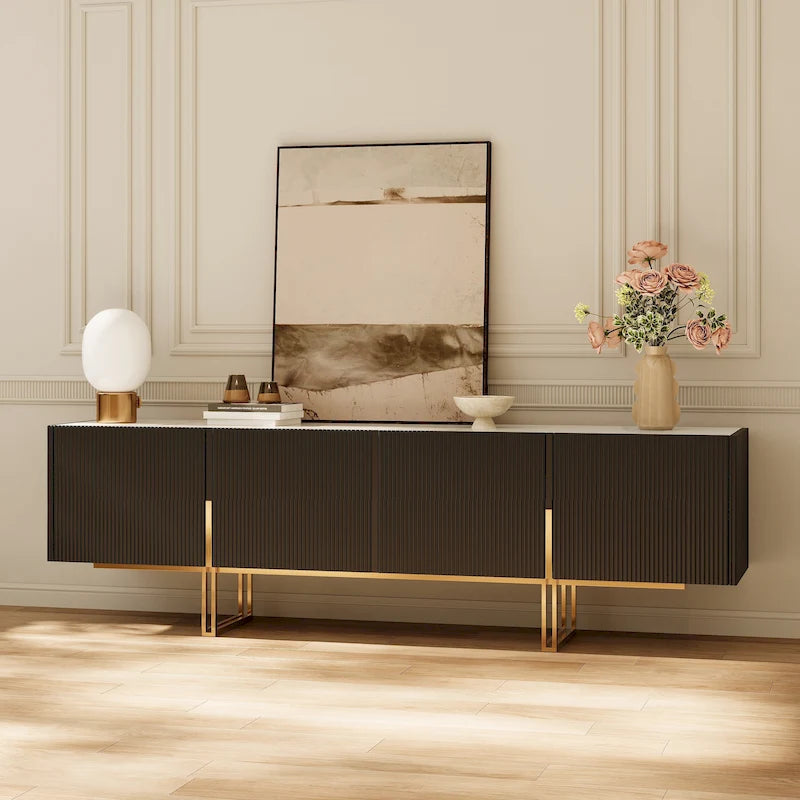 78.7  TV Stand, Entertainment Center with Faux Marble Top