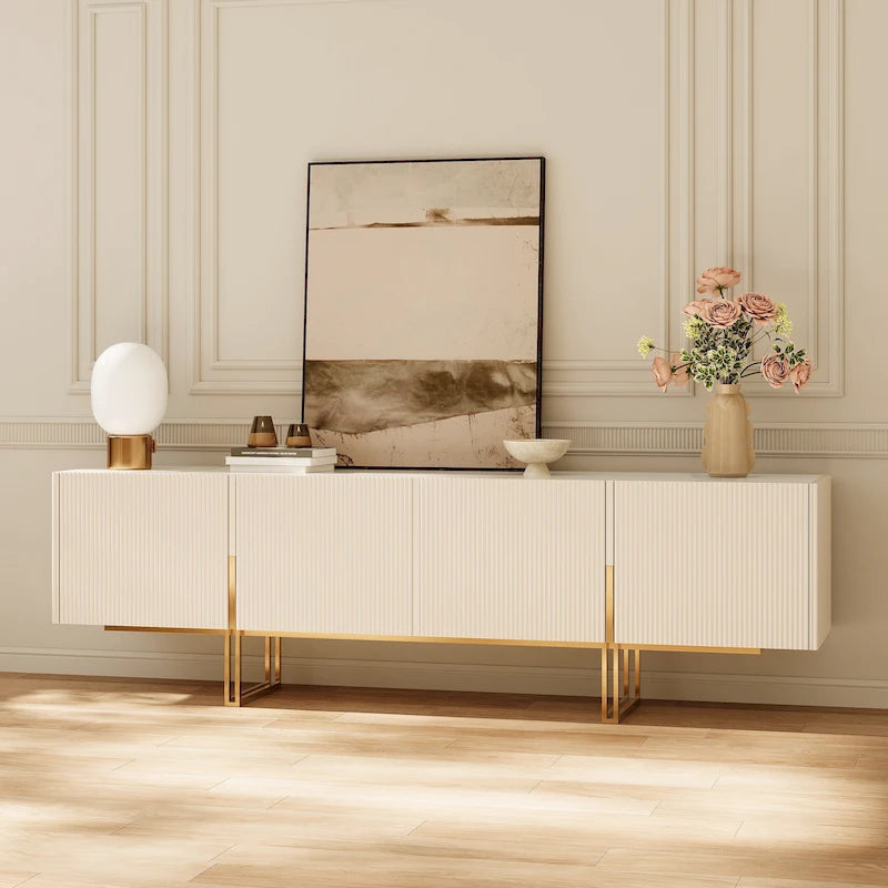 78.7  TV Stand, Entertainment Center with Faux Marble Top