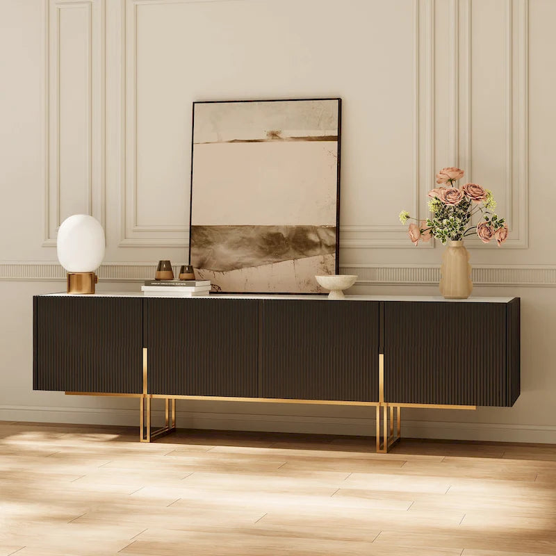 78.7  TV Stand, Entertainment Center with Faux Marble Top