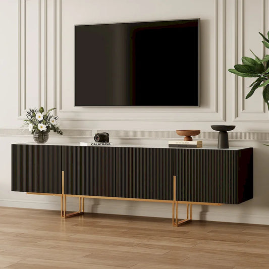 78.7  TV Stand, Entertainment Center with Faux Marble Top
