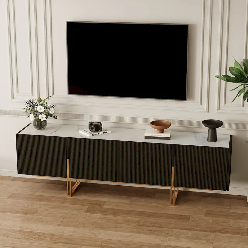 78.7  TV Stand, Entertainment Center with Faux Marble Top
