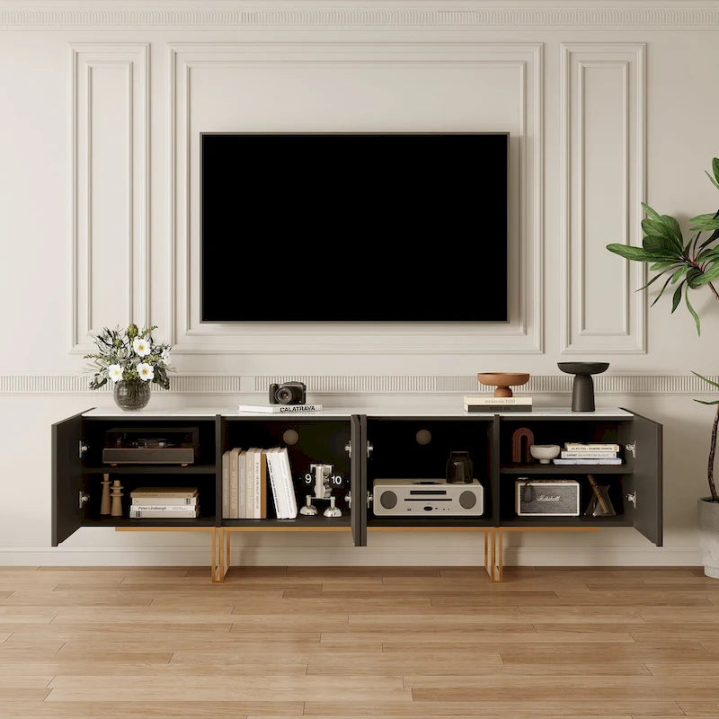 78.7  TV Stand, Entertainment Center with Faux Marble Top
