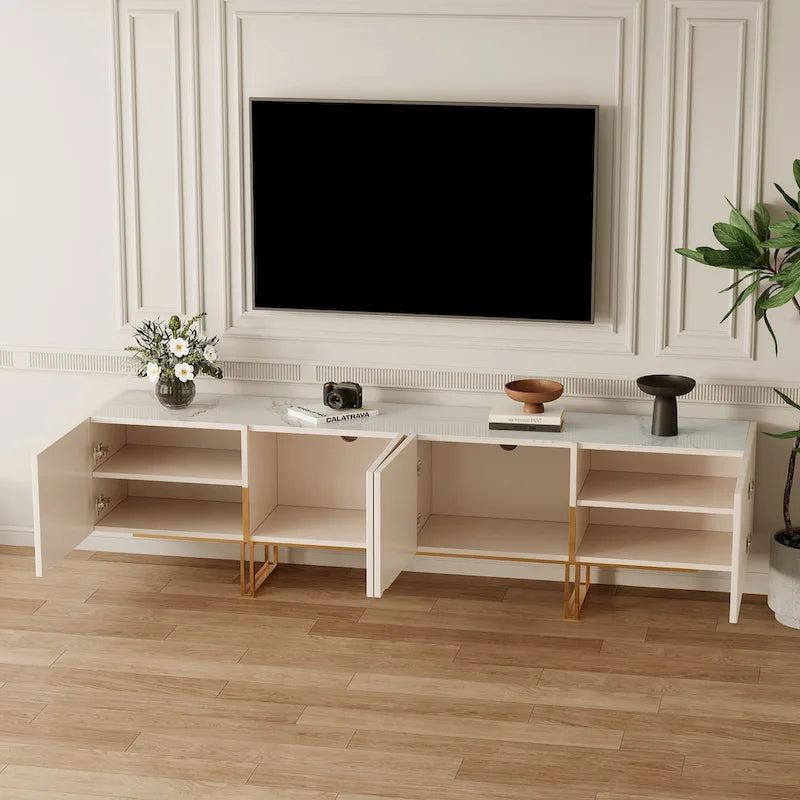 78.7  TV Stand, Entertainment Center with Faux Marble Top
