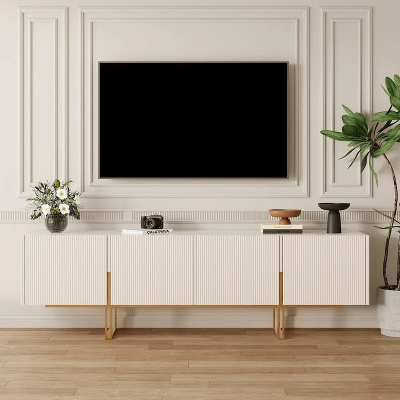 78.7  TV Stand, Entertainment Center with Faux Marble Top