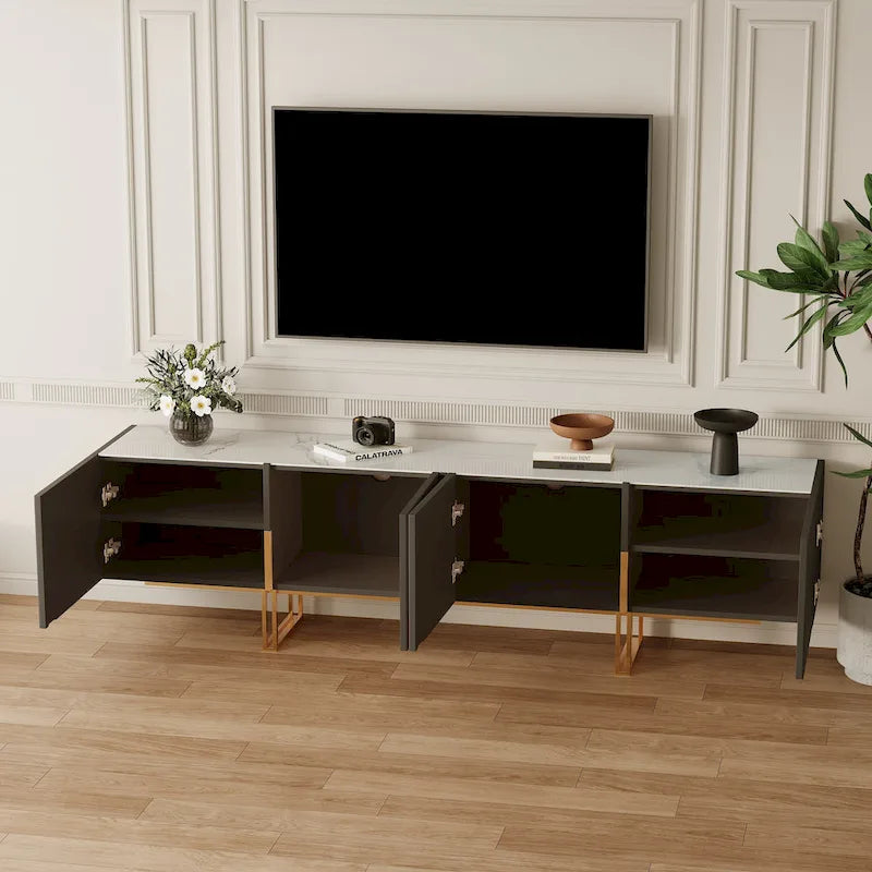 78.7  TV Stand, Entertainment Center with Faux Marble Top