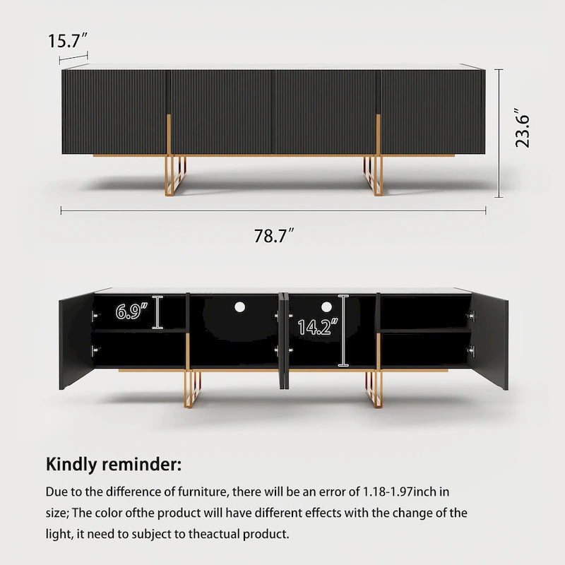 78.7  TV Stand, Entertainment Center with Faux Marble Top