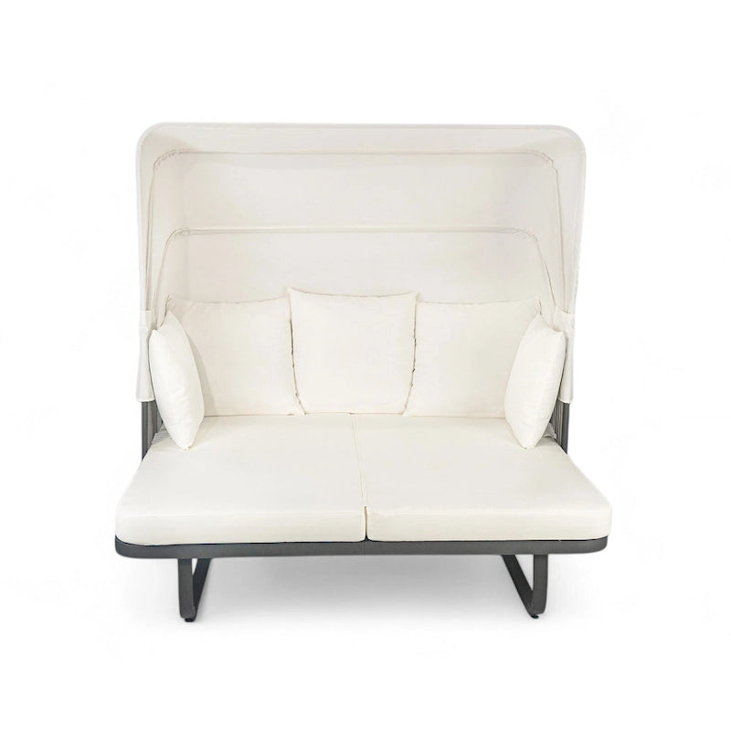57 Letto da Giorno per Esterni in Rattan, Lettino prendisole da Esterno con Cuscini Rimovibili per Patio, Giardino e Piscina