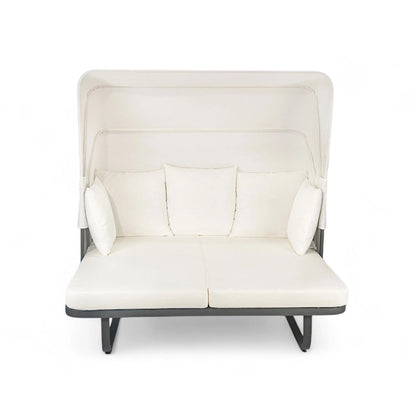 57 Letto da Giorno per Esterni in Rattan, Lettino prendisole da Esterno con Cuscini Rimovibili per Patio, Giardino e Piscina