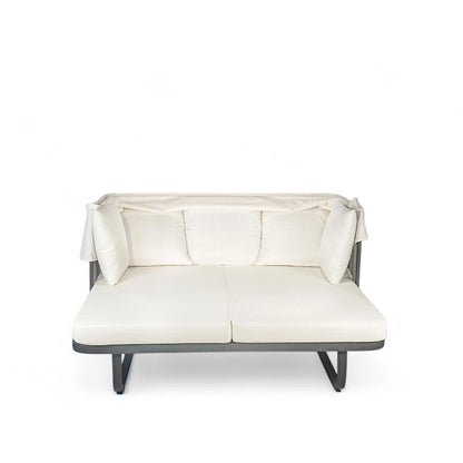 57 Letto da Giorno per Esterni in Rattan, Lettino prendisole da Esterno con Cuscini Rimovibili per Patio, Giardino e Piscina