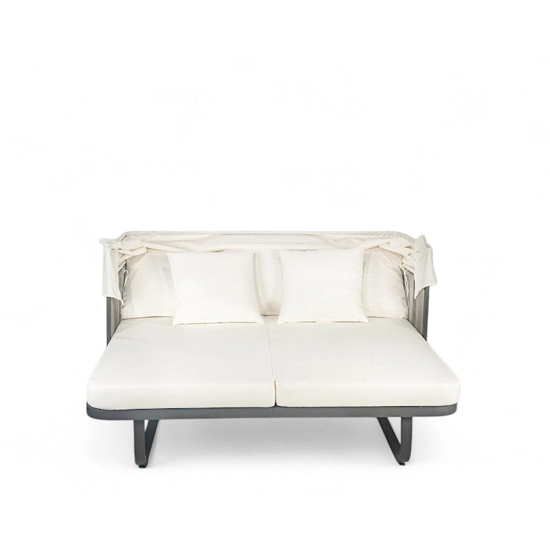 57 Letto da Giorno per Esterni in Rattan, Lettino prendisole da Esterno con Cuscini Rimovibili per Patio, Giardino e Piscina